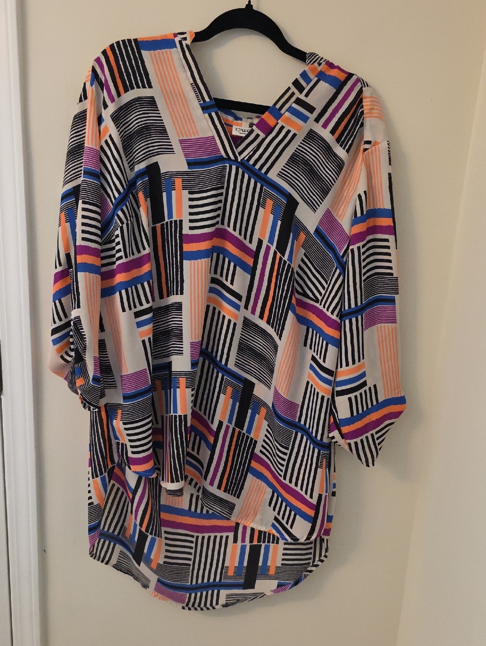 Cato Multicolor Geometric Stripe V-Neck Blouse Tunic Plus Size 18/20W